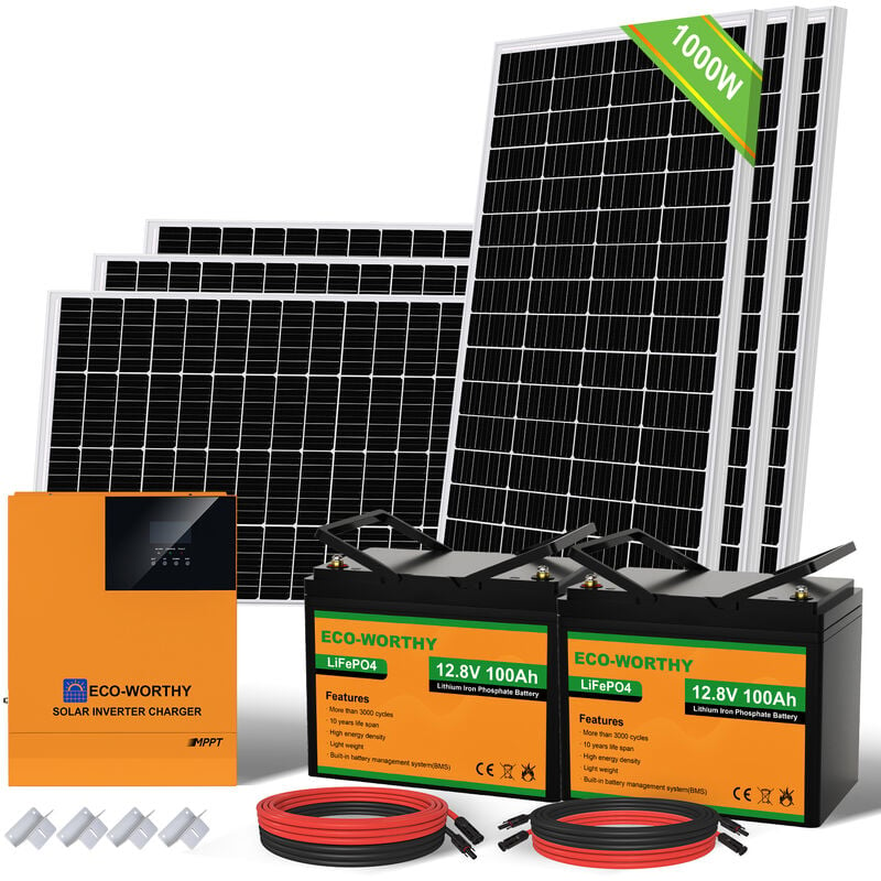 Eco-worthy - Kit de panneaux solaires 1000W 24V avec onduleu