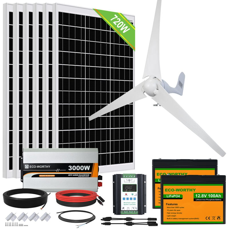 1120W 24V kit solaire eolien systeme hybride400W eolienne + 