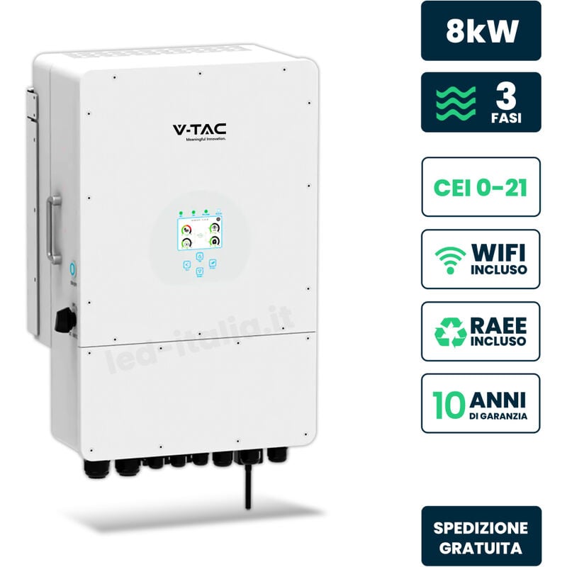 Onduleur hybride triphase 8kW avec compteur integre, WiFi et